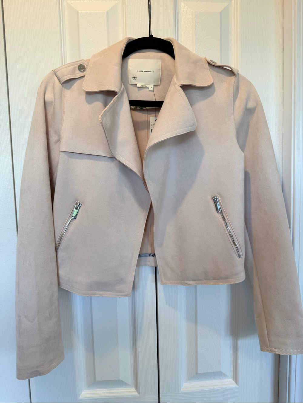 Anthropologie Blush Suede Moto Jacket
